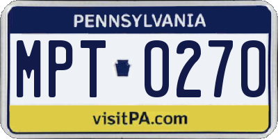 PA license plate MPT0270