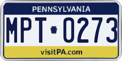 PA license plate MPT0273