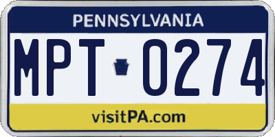 PA license plate MPT0274