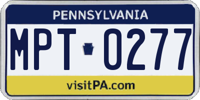 PA license plate MPT0277