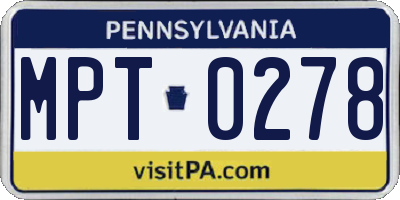 PA license plate MPT0278