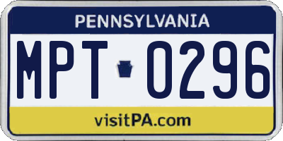 PA license plate MPT0296