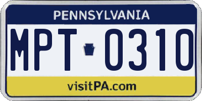 PA license plate MPT0310