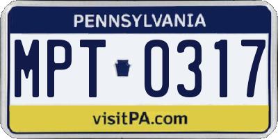 PA license plate MPT0317
