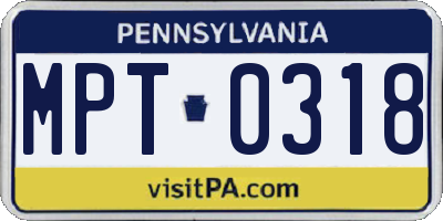 PA license plate MPT0318