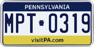 PA license plate MPT0319