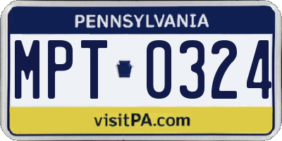 PA license plate MPT0324