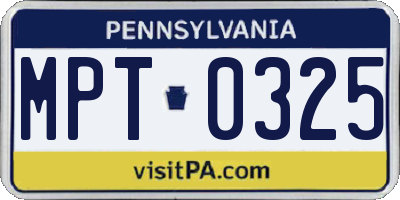 PA license plate MPT0325