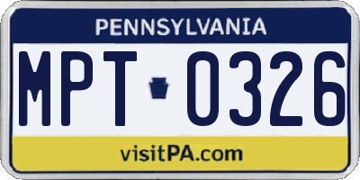 PA license plate MPT0326
