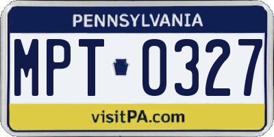 PA license plate MPT0327