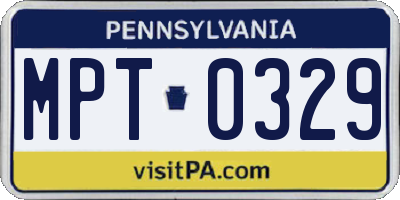 PA license plate MPT0329