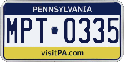 PA license plate MPT0335