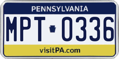PA license plate MPT0336
