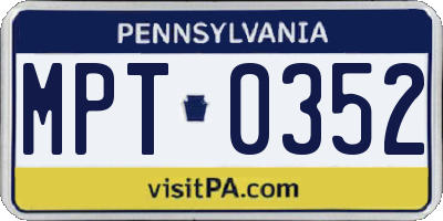 PA license plate MPT0352