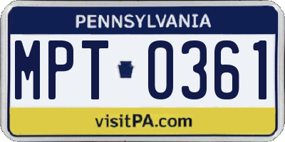 PA license plate MPT0361