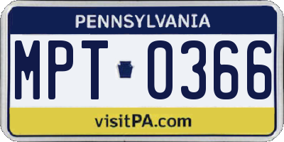 PA license plate MPT0366