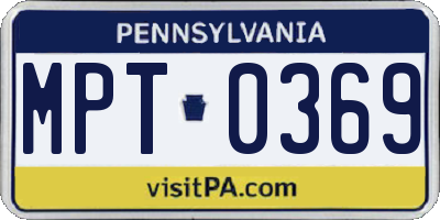 PA license plate MPT0369