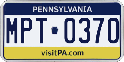 PA license plate MPT0370