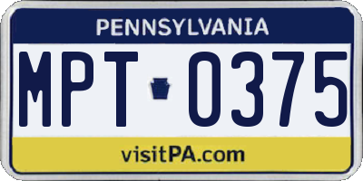 PA license plate MPT0375