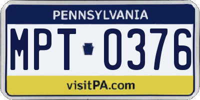 PA license plate MPT0376