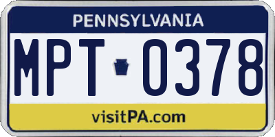 PA license plate MPT0378
