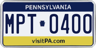 PA license plate MPT0400