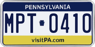 PA license plate MPT0410