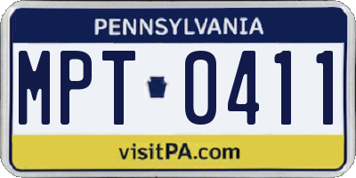 PA license plate MPT0411