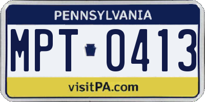 PA license plate MPT0413