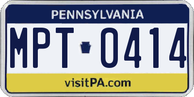 PA license plate MPT0414