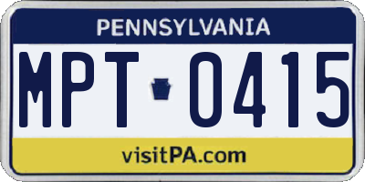 PA license plate MPT0415