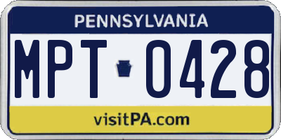PA license plate MPT0428