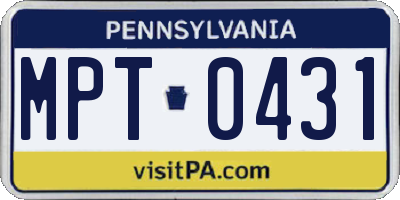 PA license plate MPT0431