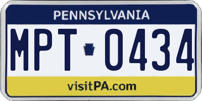PA license plate MPT0434