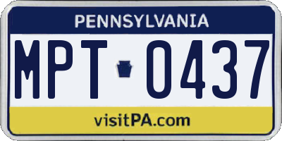 PA license plate MPT0437