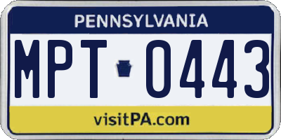 PA license plate MPT0443