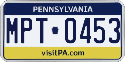 PA license plate MPT0453