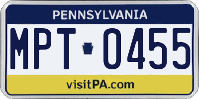 PA license plate MPT0455
