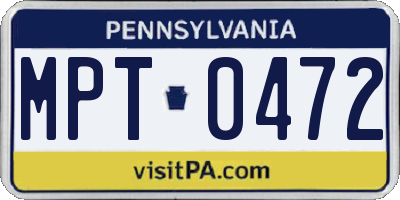 PA license plate MPT0472