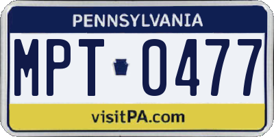 PA license plate MPT0477