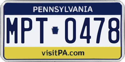 PA license plate MPT0478