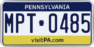 PA license plate MPT0485