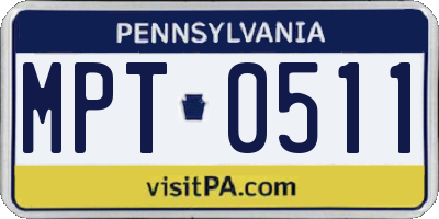 PA license plate MPT0511