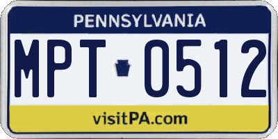 PA license plate MPT0512