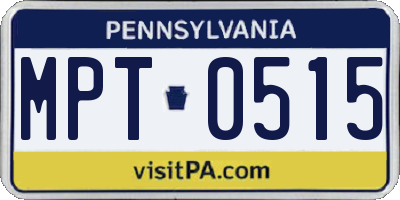 PA license plate MPT0515