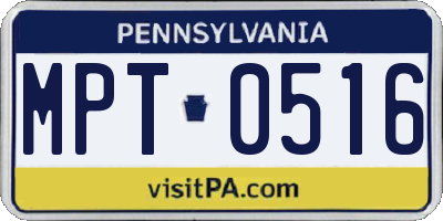 PA license plate MPT0516