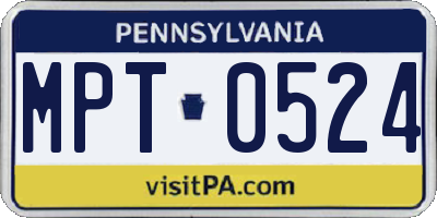 PA license plate MPT0524