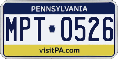 PA license plate MPT0526