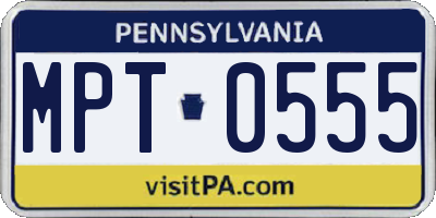 PA license plate MPT0555