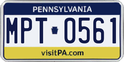PA license plate MPT0561